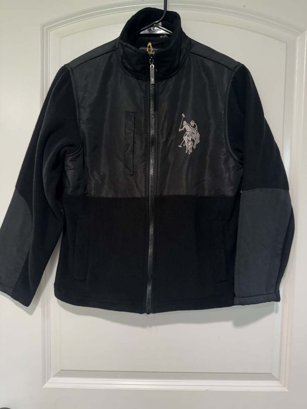 Preppy Fleece Full Zip Jacket Colorblock Equestrian Sporty Youth 10/12